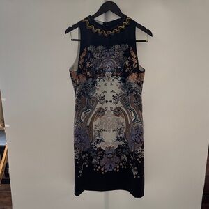 Robert Graham Black and Gold Midi Dress